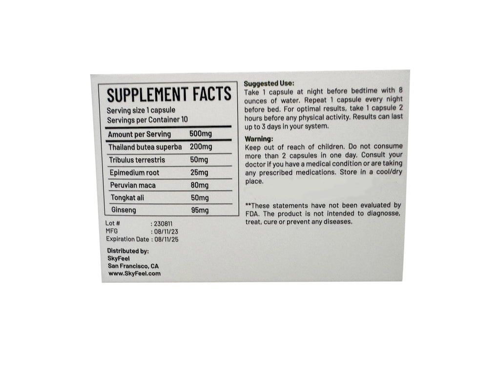 Skyfeel - Male Supplement for Endurance, Vitality, Energy (10 Count Per Pack)